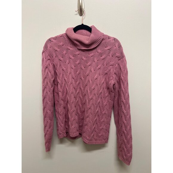Pink‎ 3D Chunky Cable Knit Turtleneck Sweater By Lord & Taylor S - Picture 2 of 8